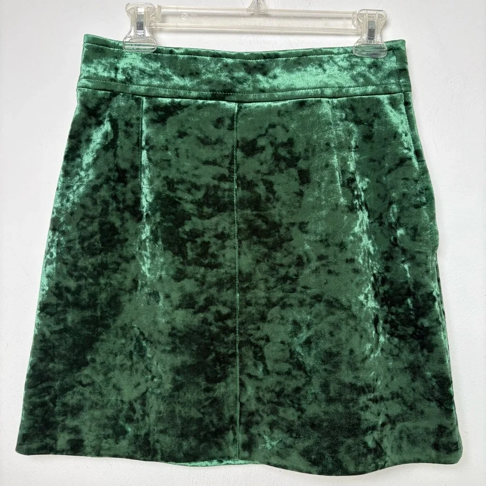 SANDRO Emerald Green Velvet Mini Skirt 3 (US 8) - Picture 12 of 15